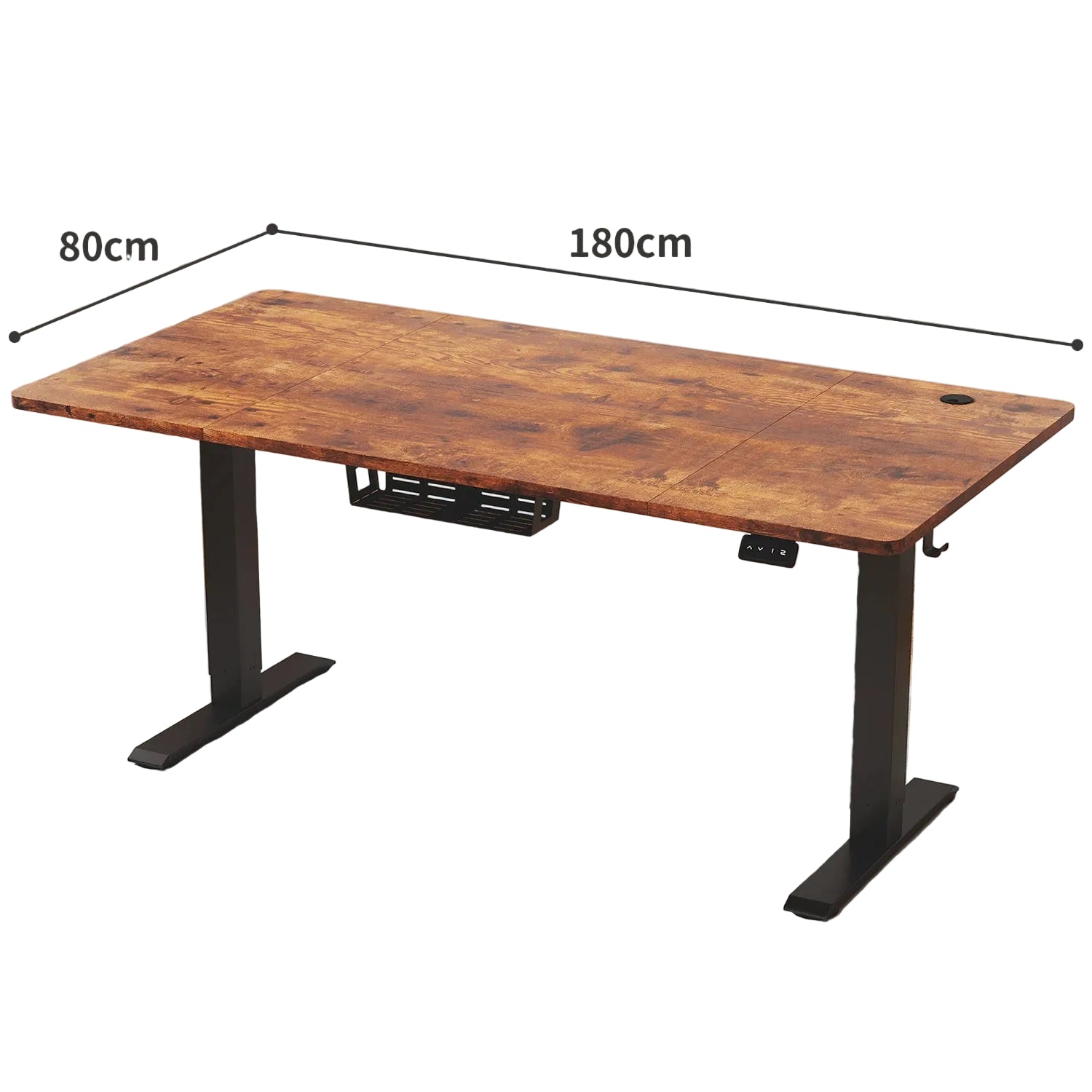 Elektrisch höhenverstellbarer Schreibtisch 180 × 80 cm mit Memory-Funktion und stabilem Metallgestell