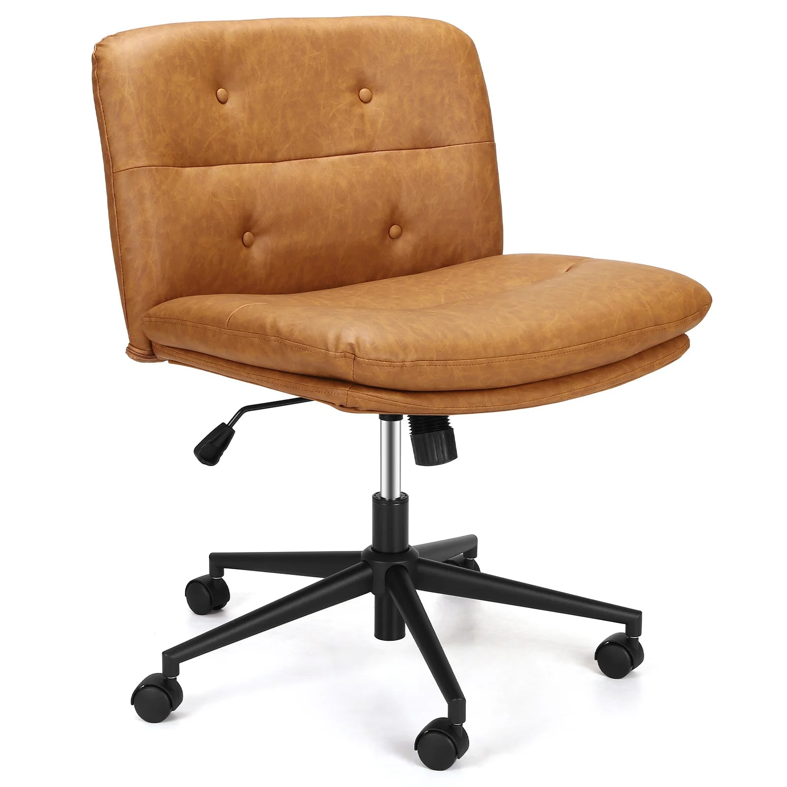 Armloser Büro-SchreibtischstuhlArmloser Drehstuhl mit Rollen, breiter Sitzfläche und verstellbarer Höhe für Büro und Wohnbereichmit Rollen, mittlere Rückenlehne, breiter Sitz, ergonomischer Stuhl 360°