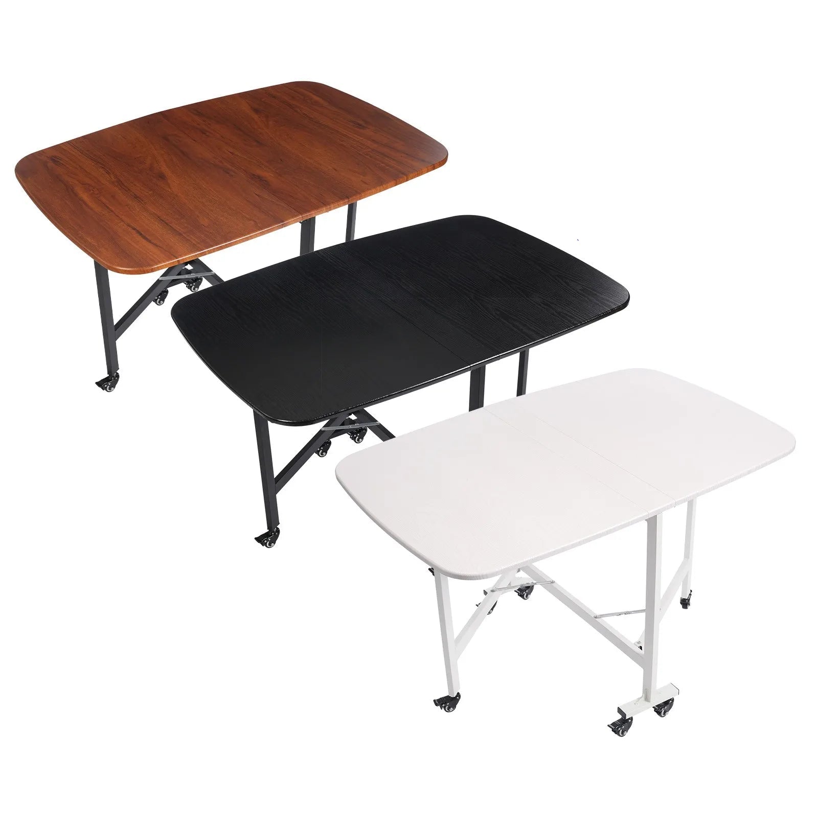 Faltbarer Esstisch aus massivem Holz mit Drop-Leaf-Funktion und 6 Rollen