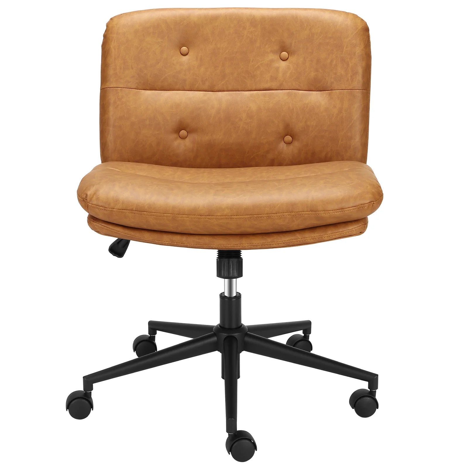 Armloser Büro-SchreibtischstuhlArmloser Drehstuhl mit Rollen, breiter Sitzfläche und verstellbarer Höhe für Büro und Wohnbereichmit Rollen, mittlere Rückenlehne, breiter Sitz, ergonomischer Stuhl 360°