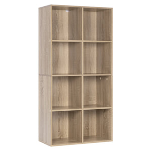Freistehendes Bücherregal mit 8 Aufbewahrungsfächern aus MDF, 121 cm, für Wohnzimmer und Büro