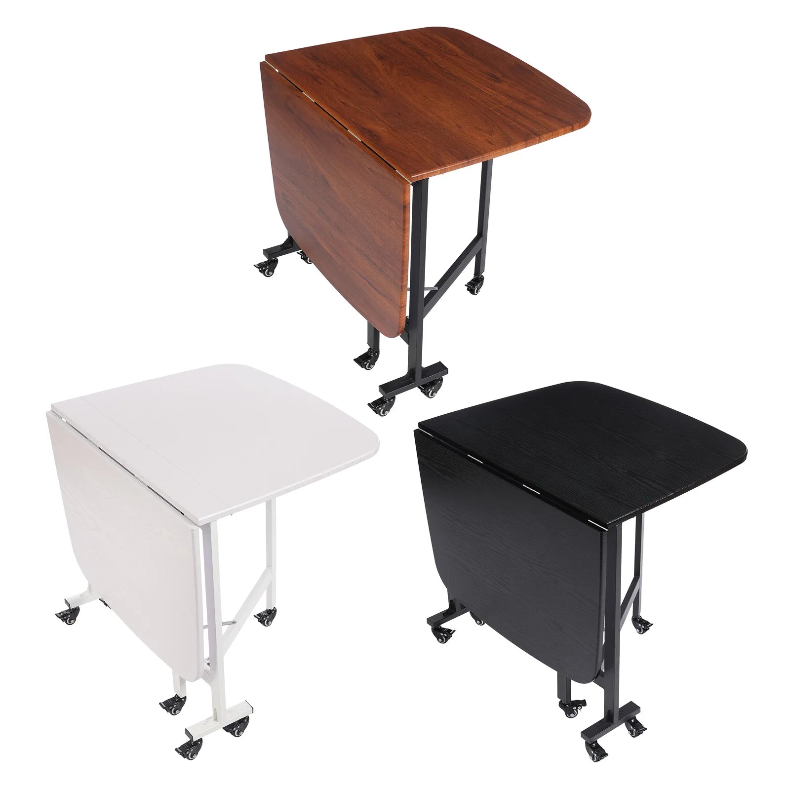 Faltbarer Esstisch aus massivem Holz mit Drop-Leaf-Funktion und 6 Rollen